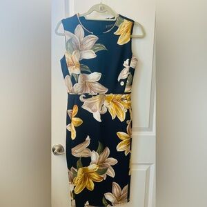 Enfocus Studio Strapless Navy Dress with Floral Design